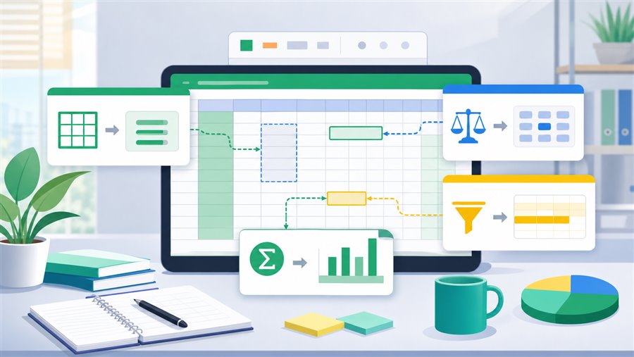 WPS 表格函数与办公效率示意图