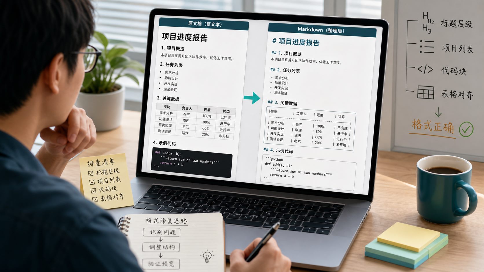 免费文档转 Markdown 后格式